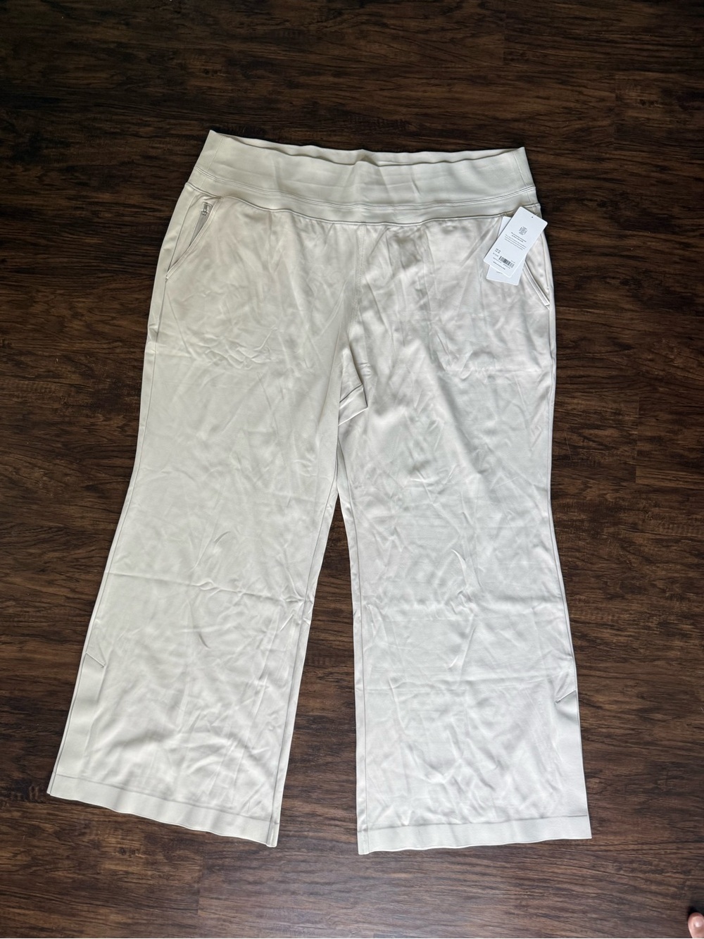 Athleta Venice Light Cream Pull-On Wide Leg Pants